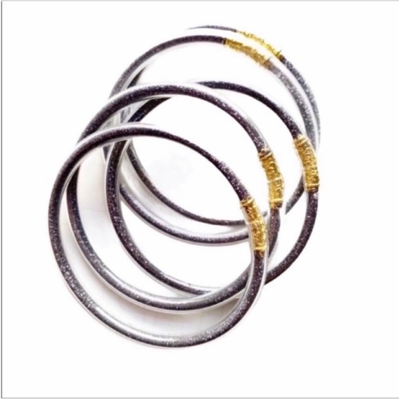 5 GRAY jelly bangle bracelet set NEW - Picture 3 of 6